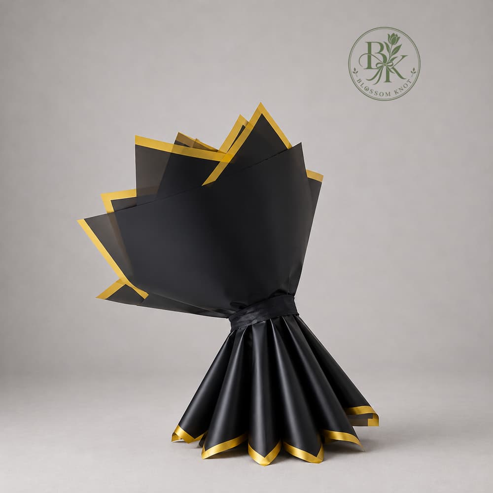Crimson Noir – 14 Rose Ribbon Bouquet