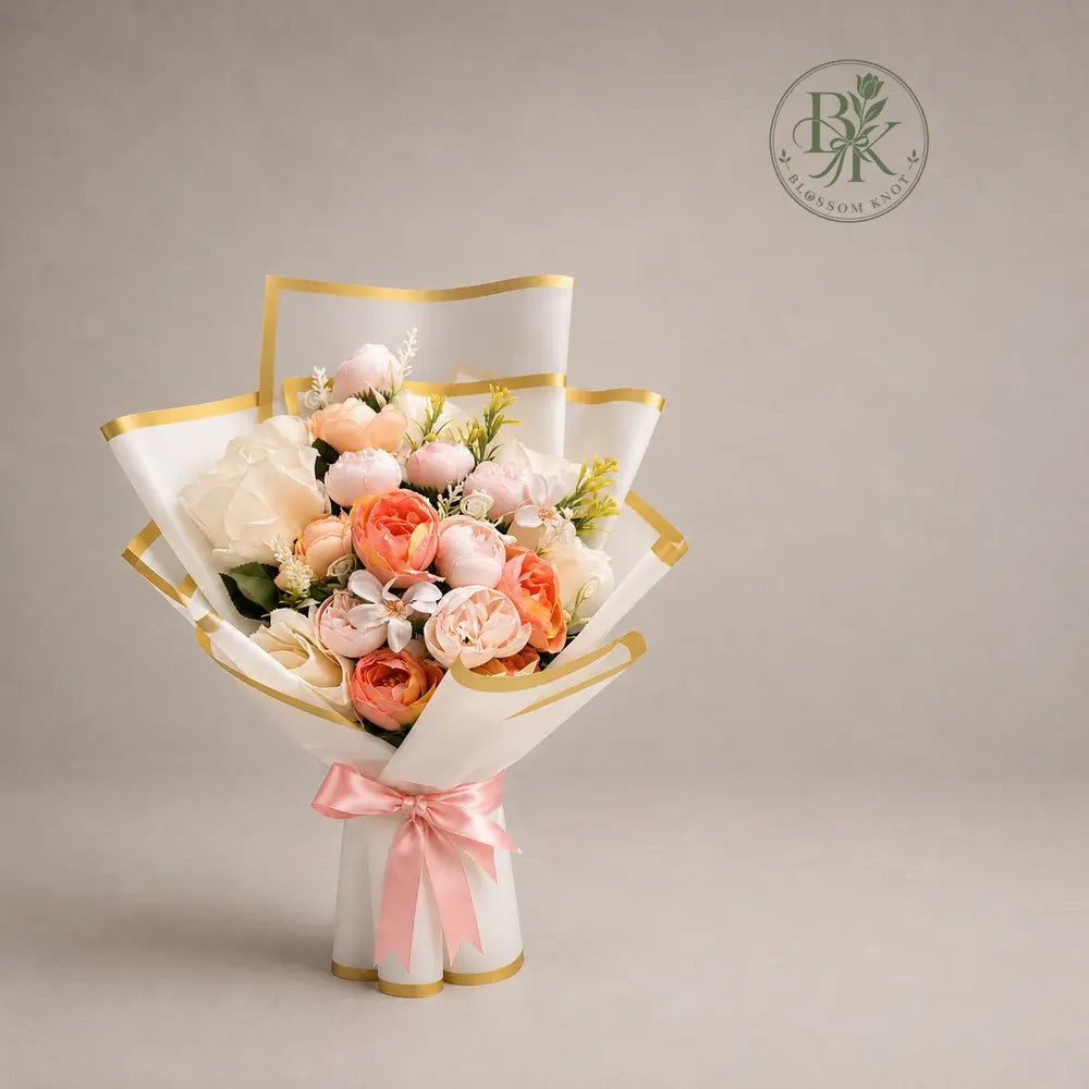 Peach Bloom – 22 Piece Artificial Flower Bouquet