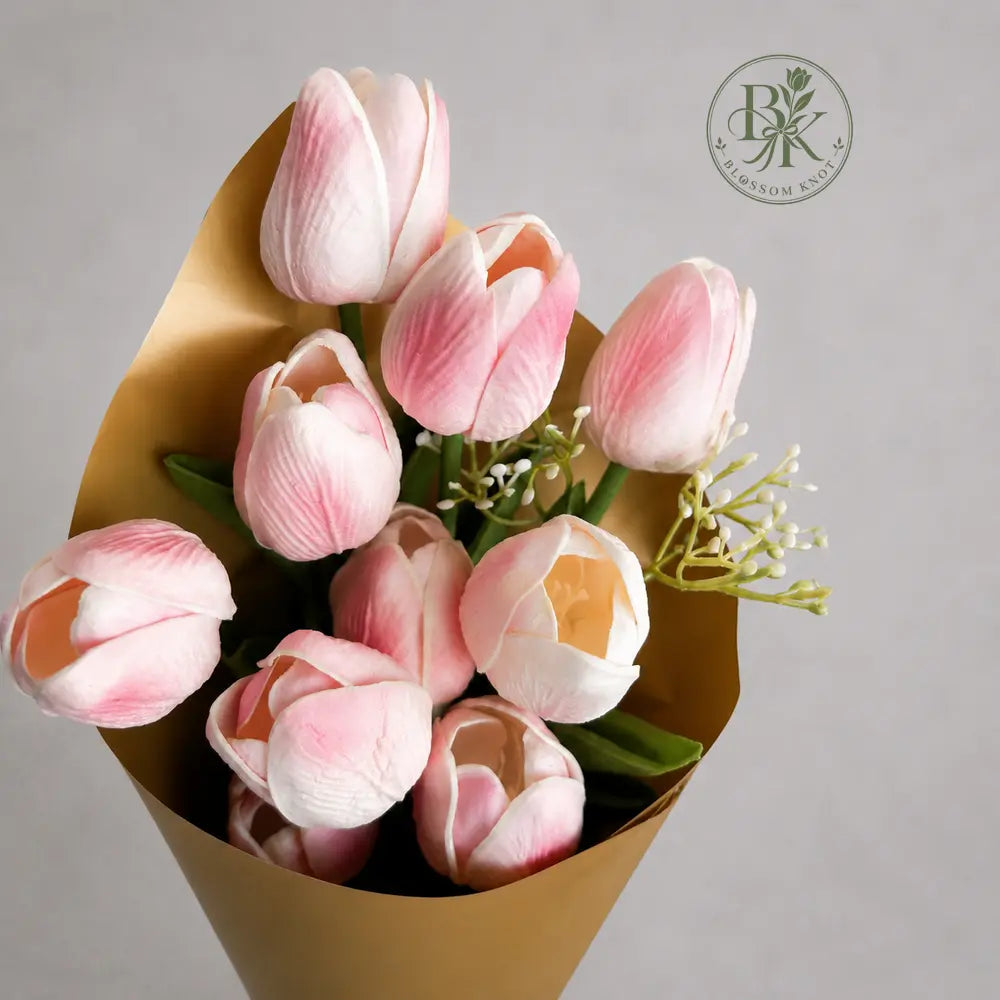 Blush Tulip – 10 Piece Artificial Flower Bouquet
