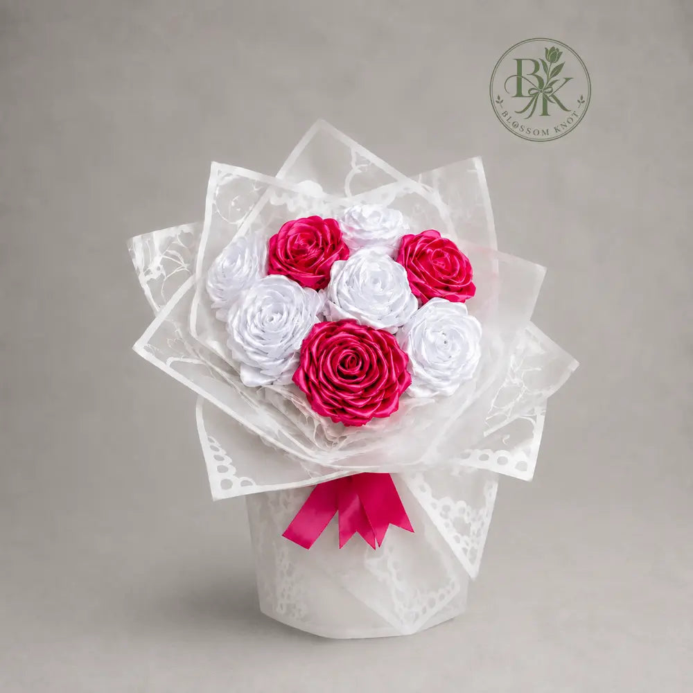 Sweet Harmony – 8 Rose Ribbon Bouquet