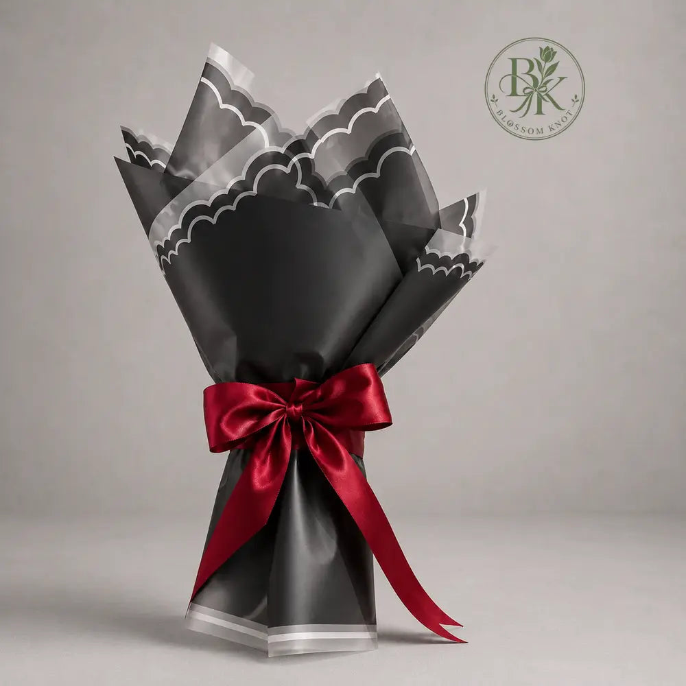 Crimson Noir – Handmade Ribbon Rose Bouquet