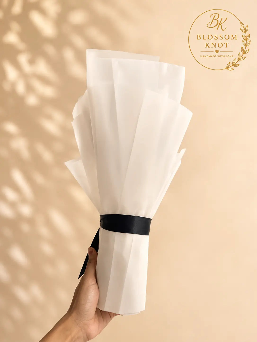Personalized Photo Handmade Black Ribbon Rose Bouquet | 4 Roses | Blossom Knot