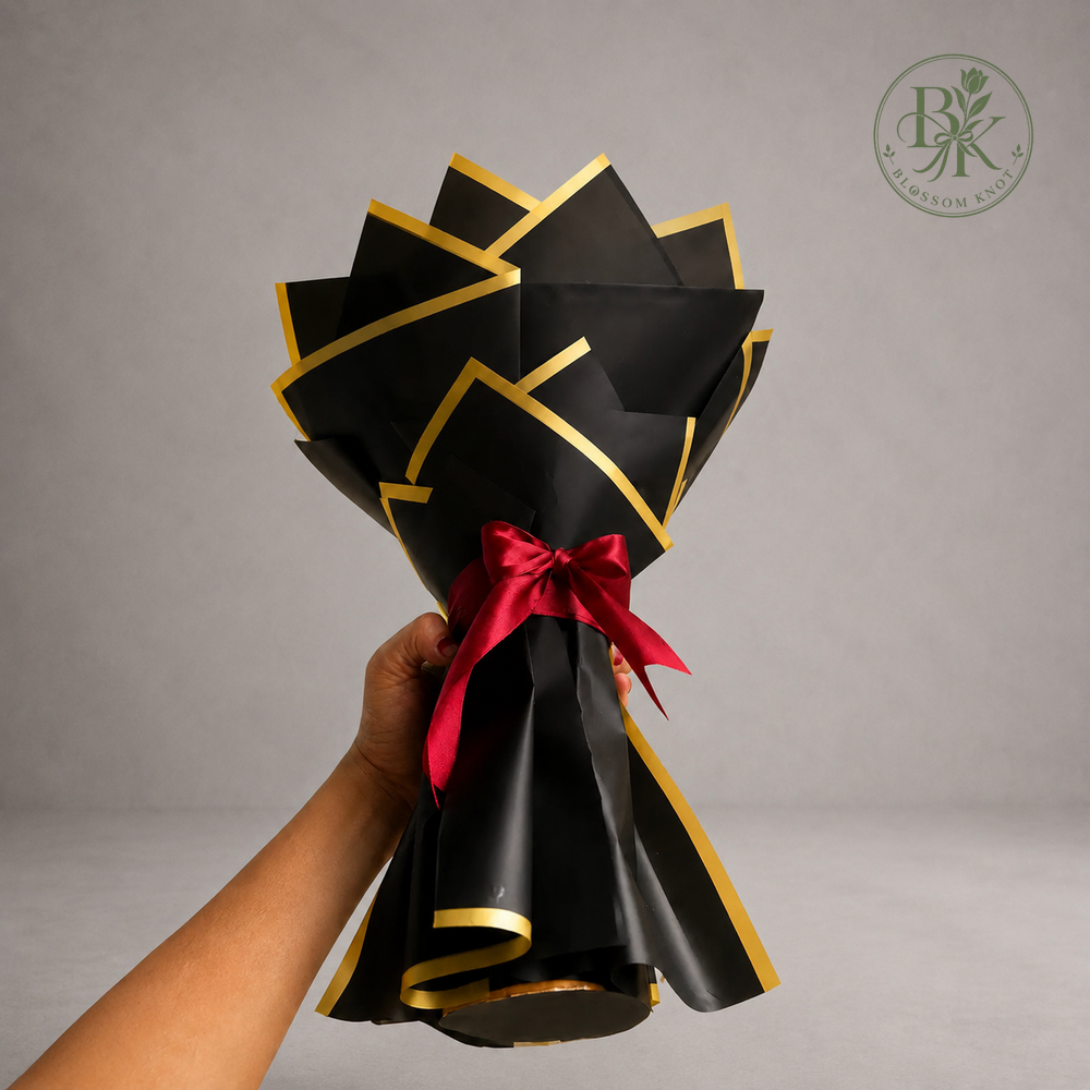 Burgundy Noir – Ribbon Rose Bouquet